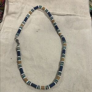 Stylish Blue and Tan Beaded Necklace